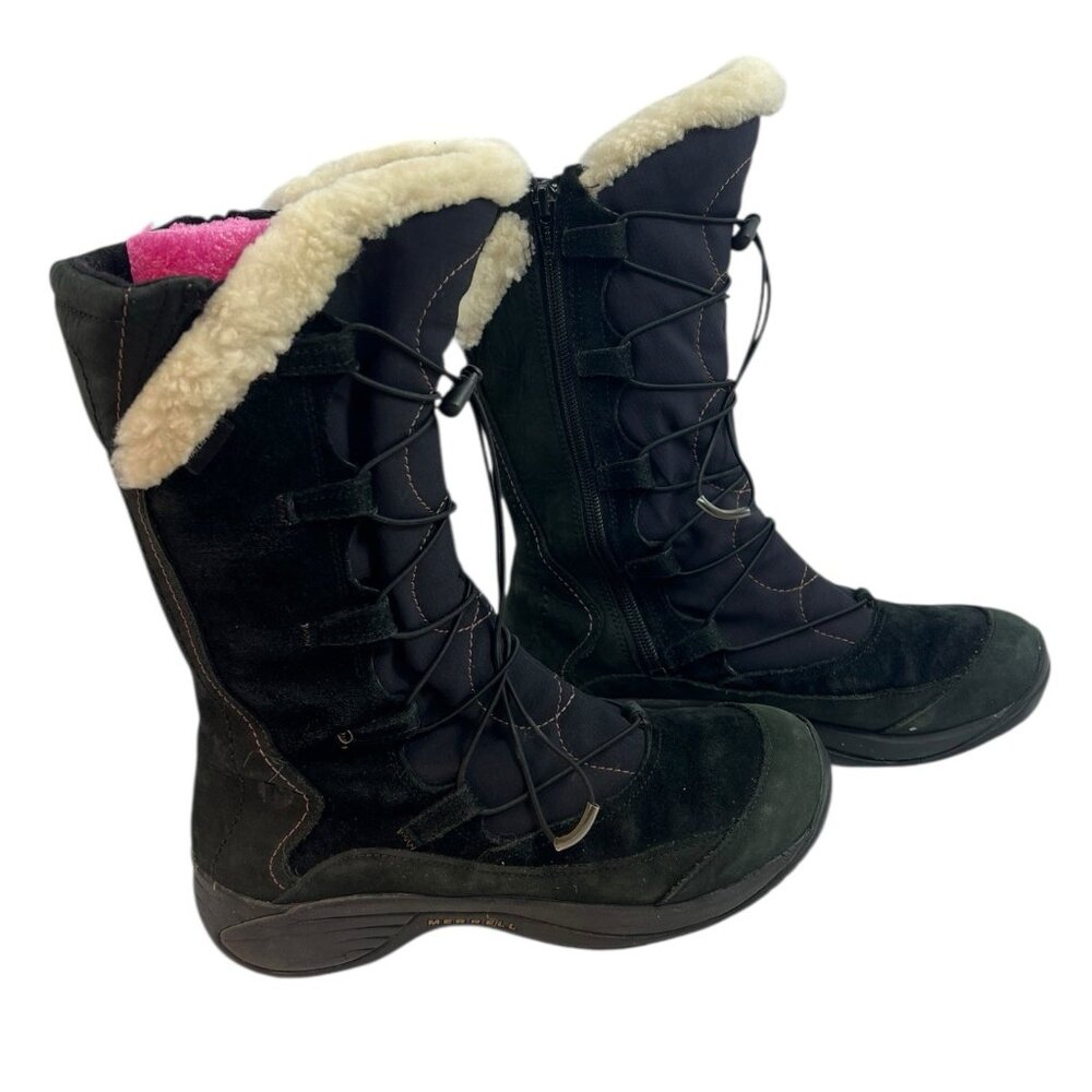 Merrell Encore Apex Black Opti-warm Mid Calf Snow Boots Womens Sz 8 - Picture 2 of 6